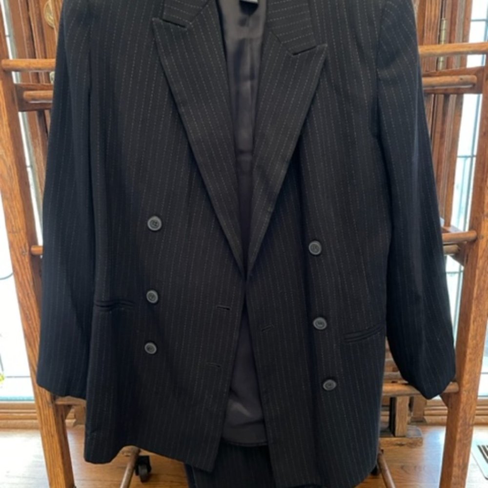 Dark Grey Double Breasted Pinstripe Suit